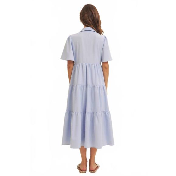 NEW IN FEBRUARY drifting away midi dress in light blue - Picture 3 of 3